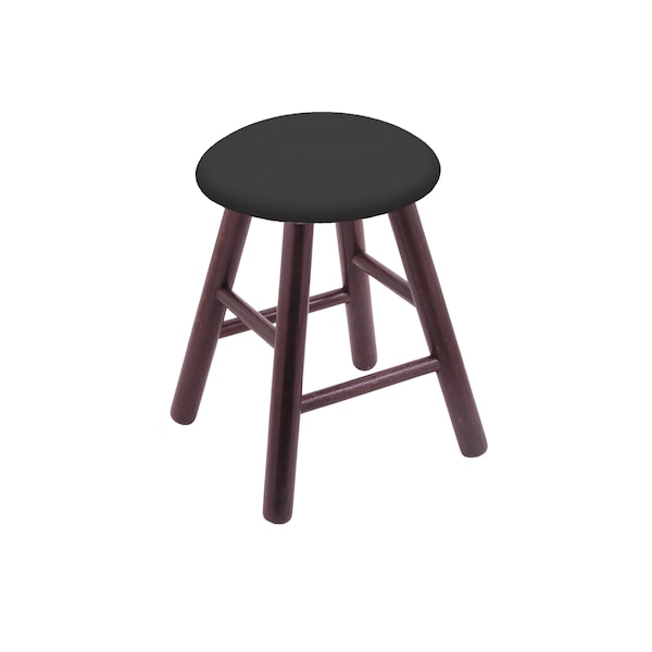 Oak Vanity Stool, Dark Cherry Finish, Graph Ruby Seat